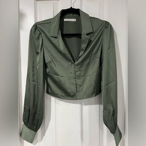 Abercrombie and fitch sage satin dress shirt